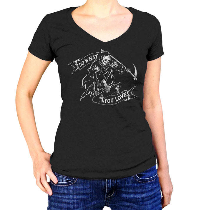 Women's Do What You Love Grim Reaper Vneck T-Shirt