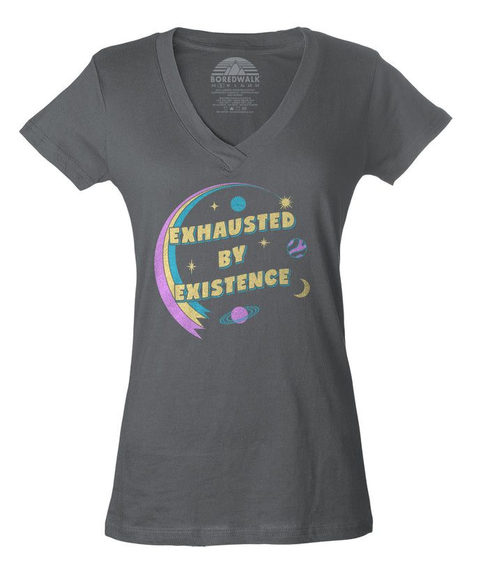 Women's Exhausted By Existence Vneck T-Shirt