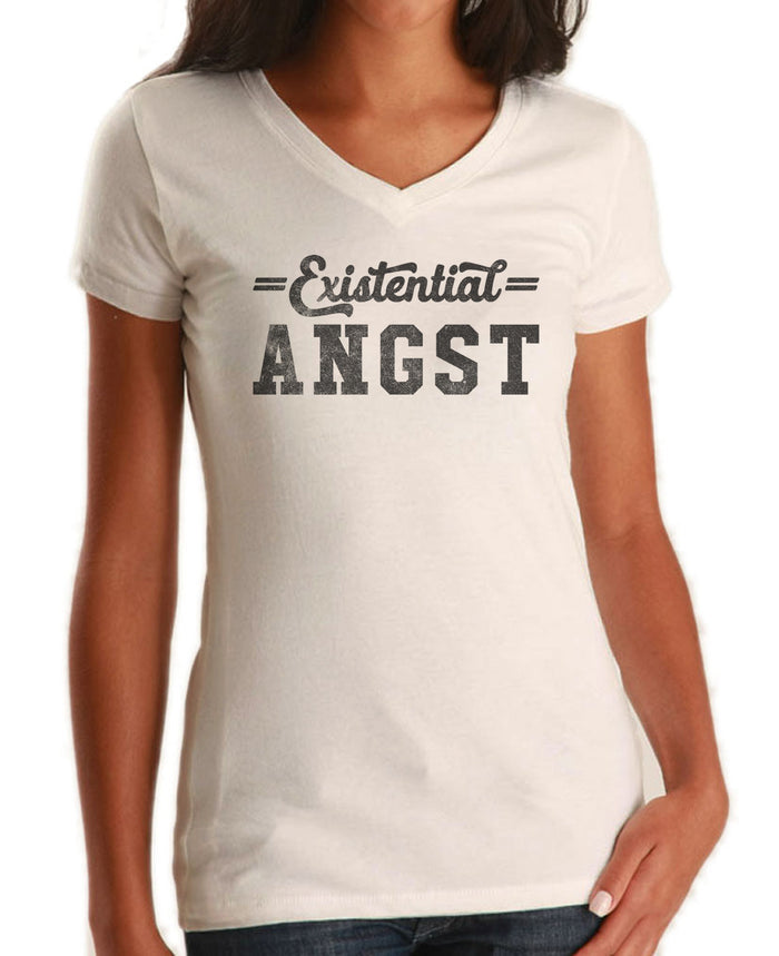 Women's Existential Angst Vneck T-Shirt - Funny Existentialism Shirt