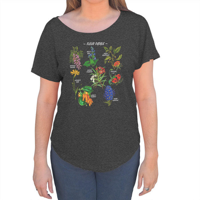 Women's Fleur Fatale Toxic Botanical Chart Scoop Neck T-Shirt