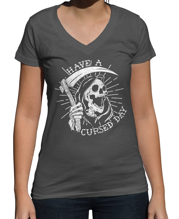 Women's Have a Cursed Day Vneck T-Shirt