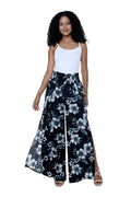 Women's High Slit Wide Leg Palazzo pants in Midnight Bloom