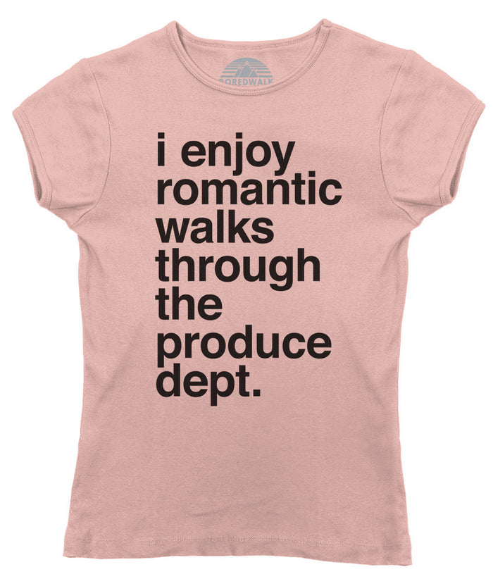 Women's I Enjoy Romantic Walks Through the Produce Department T-Shirt - Foodie Vegan Vegetarian