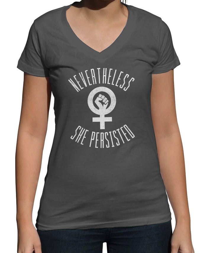 Women's Nevertheless She Persisted Vneck T-Shirt - Elizabeth Warren
