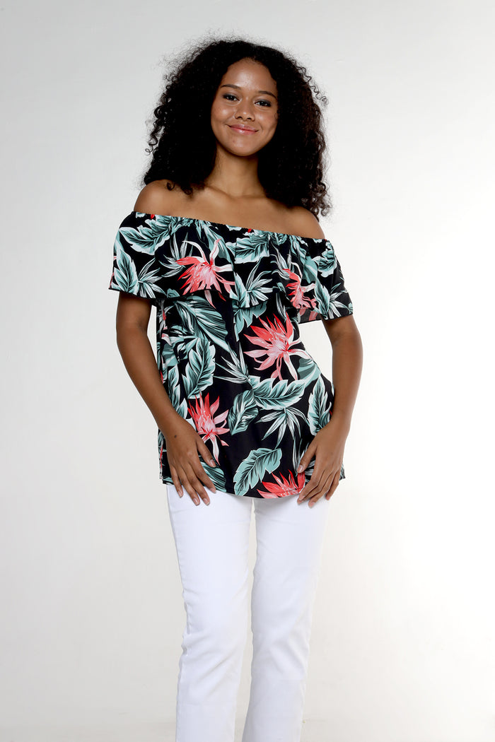 Women's Off the Shoulder Top in Blooming Lily