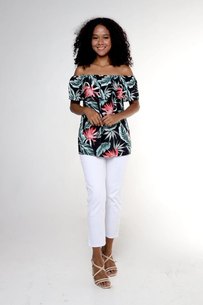 Women's Off the Shoulder Top in Blooming Lily