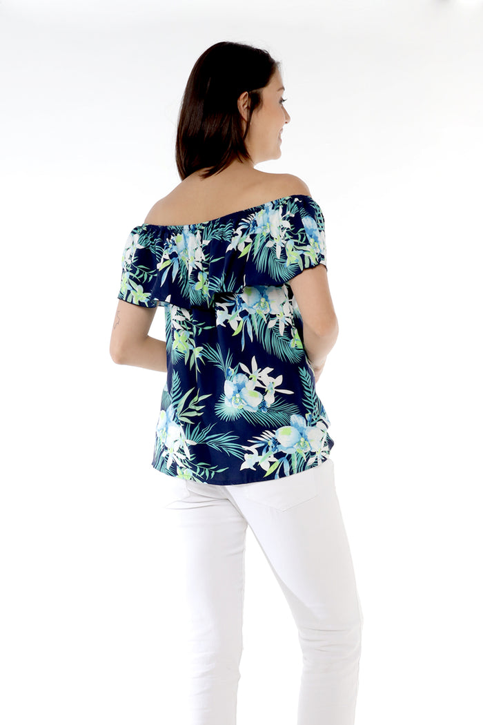 Women's Off the Shoulder Top in Orchid Breeze Navy