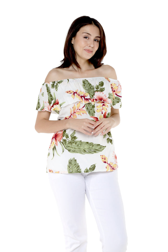 Women's Off the Shoulder Top in Rafelsia Cream