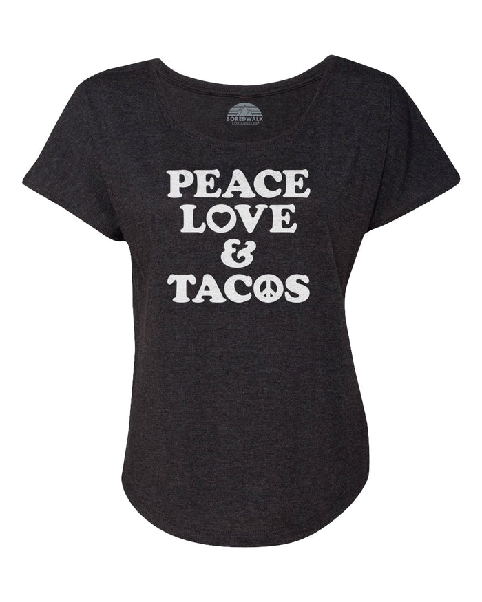 Women's Peace Love and Tacos Scoop Neck T-Shirt