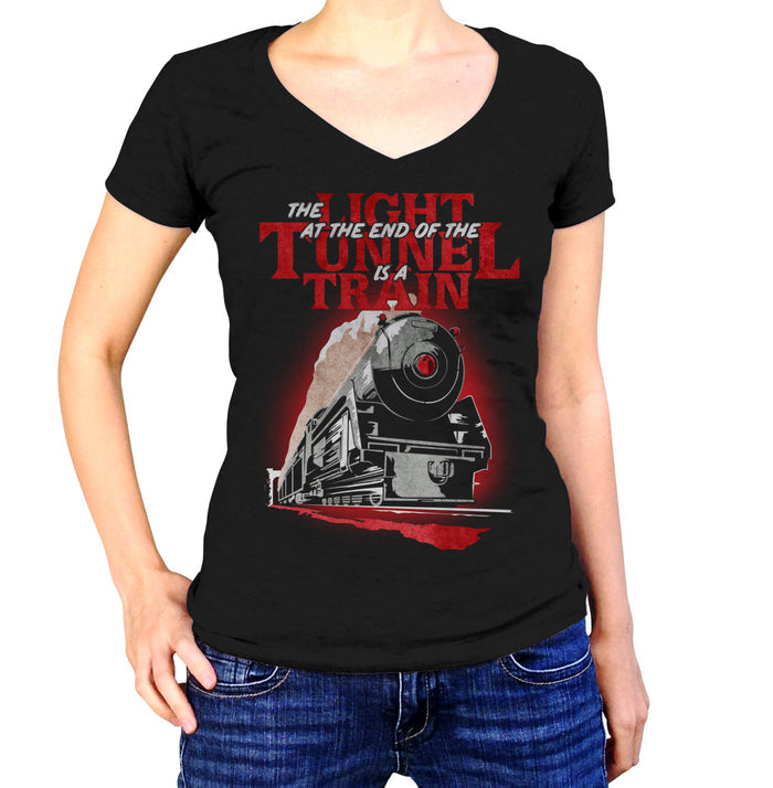 Women's The Light at The End of The Tunnel is a Train Vneck T-Shirt