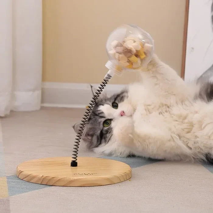 WoodlandWhirl Spring Turntable Cat Toy